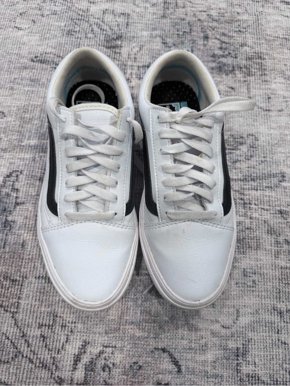 Vans White and Black Low-Top Lace-Up Sneakers